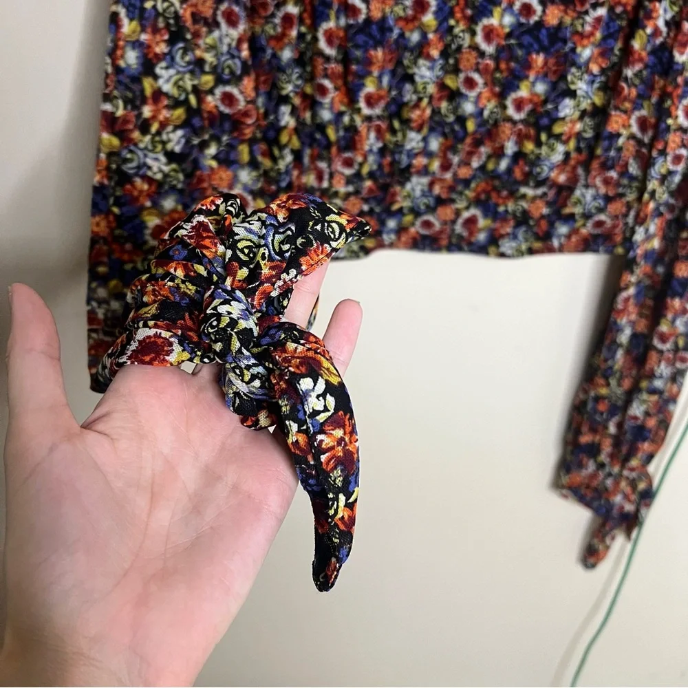 Free People All Dolled Up Mesh Sheer S Floral Long Sleeve Top Balloon High Neck - Picture 7 of 11